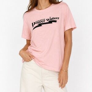 Tuckernuck Power Walker Graphic Tee Pink Crewneck Cotton T Shirt NWT M